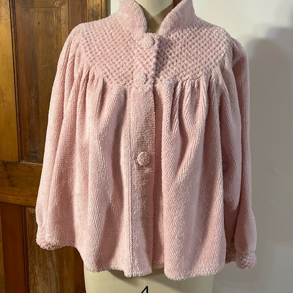 Pink Chenille bed jacket